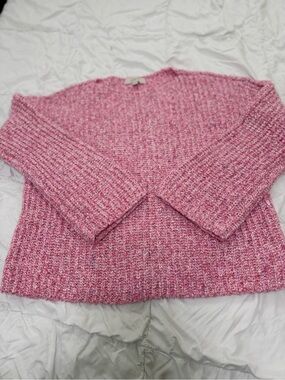 LOFT Pink Ribbed Knit Pea Coat